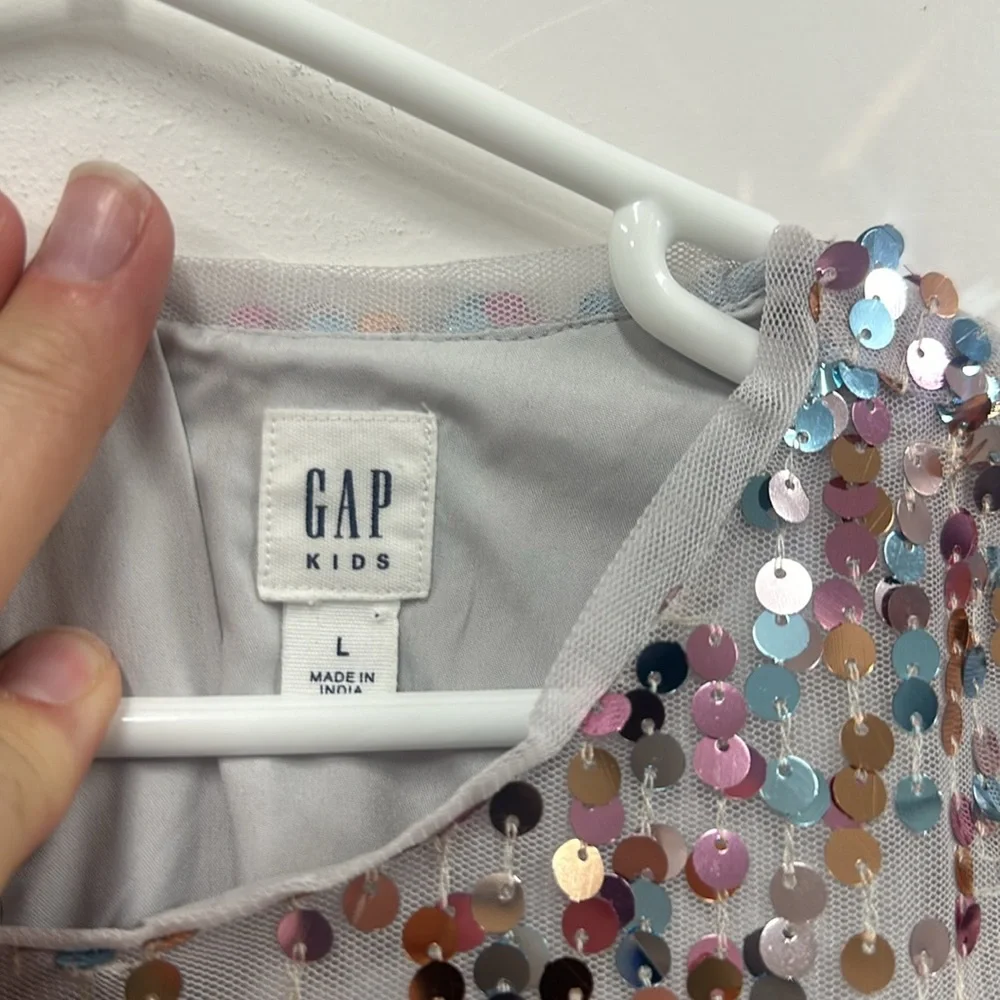 Gap kids multi color sequin short sleeve dress L